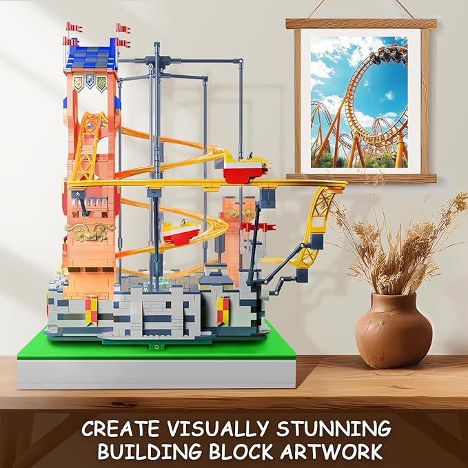 Mould King Roller Coaster Building Block Set, 2584+ Pcs Castle Theme Amusement Park Model Kit with Motors, STEM Construction Rollercoaster Building Set, Home Decoration Gift for Teen Adult