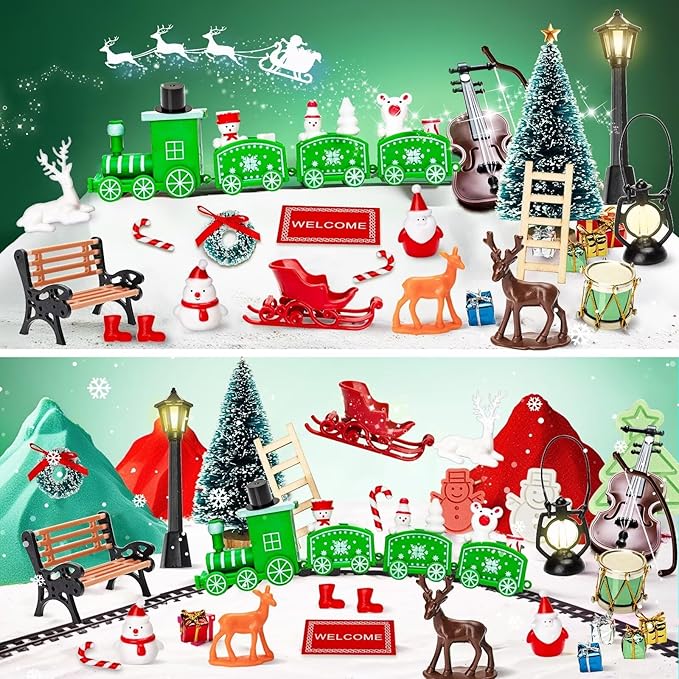 Christmas Sensory Bin Toys for Toddler Kids Age 3-8, Sand Art Play Kits with Xmas Figurine Ornaments, Preschool Learning Sandbox Toys for Winter Activities, Stocking Stuffers Gifts for Boys Girls