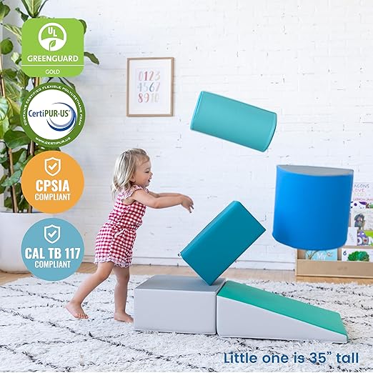 ECR4Kids SoftZone Climb and Crawl Playset, Building Blocks, Contemporary, 5-Piece