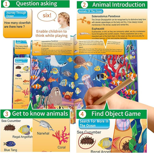 4 Pack Search and Find Activity Book for Kids Ages 3-5 4-8 8-12, Car Game,Toys for Road Trip Airplane Activities,Activity Books Over 240 Fun Animal Knowledge