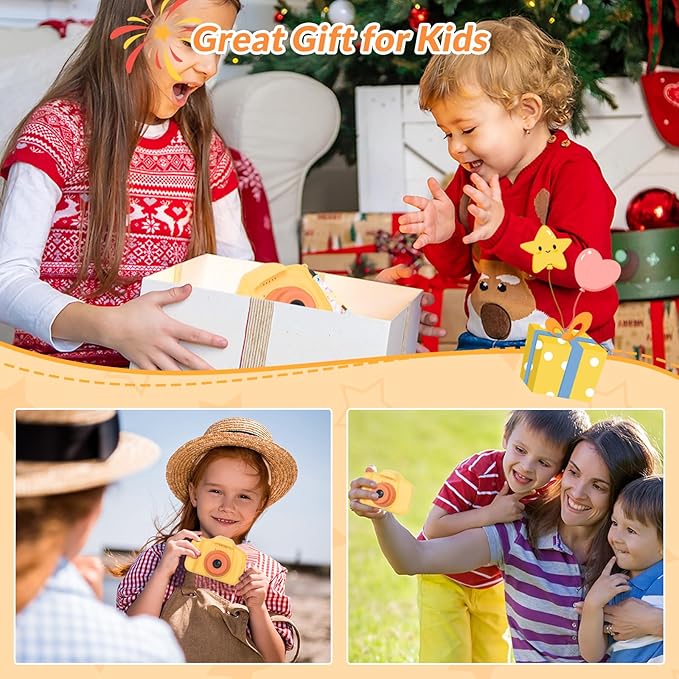 Mafiti Kids Camera,26MP HD Mini Selfie Digital Camera for Kids,Toddler Camera1080P Video,Outdoor Toy for Holiday,Birthday Xmas Gift for 3-8 Years Old Girl Boy (Orange)