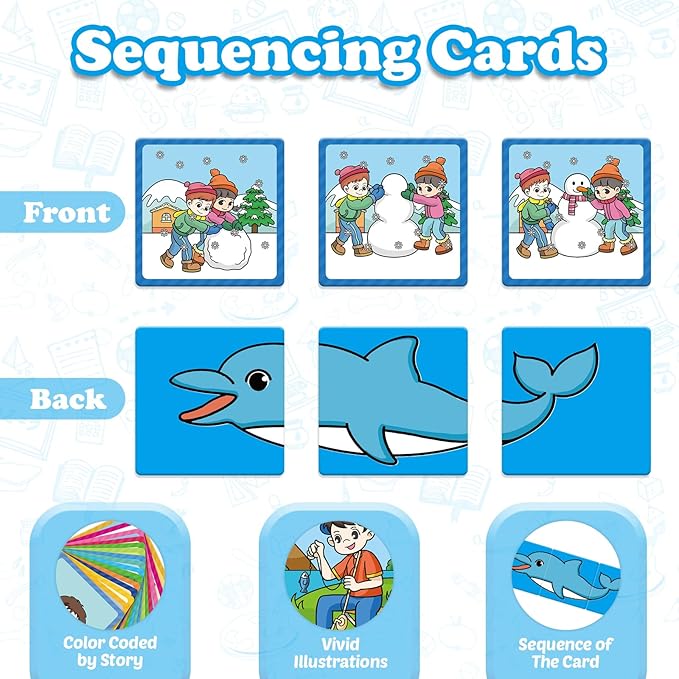 Sequencing Cards,Sequence Board Game for Kids,Speech Therapy Materials Toys for Autism,Story Storytelling,Social Skills,Sentence Building,Preschool Learning Activities,Classroom & Homeschool