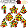 QOUBAI 32 Sets Christmas Theme Suncatchers Craft Kit DIY Window Stained Glass Effect Christmas Theme Paper Crafts Home School Classroom Decoration Kid Birthday Gift Creative Art Project Activity Game
