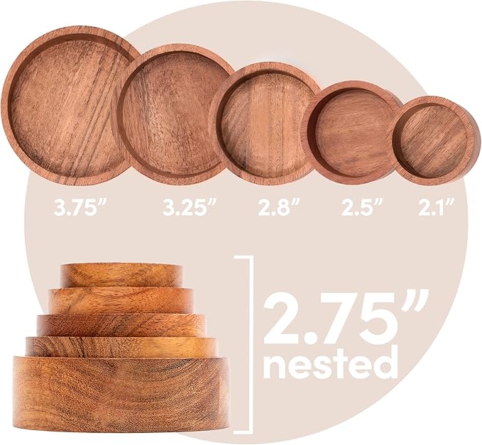 Wooden Stacking Bowls – Montessori Nesting Toy for Sensory Play & Fine Motor Skills, Natural Acacia Wood