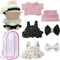 4 Sets Clothes for LABUBU Doll (NO Doll), Handcrafted Crochet Accessories for LABUBU About 6.7'' Dolls, Premium Outfit-Cute Clothes for Dress up Unique Style (Pink Packaging Box+Clothing Sets.)