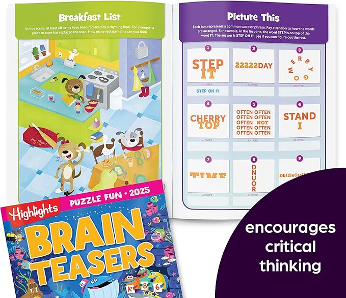Highlights for Children Puzzle Fun 2025 Books for Kids Ages 6 and Up, 4-Book Set of Brain Teasers, Mazes, Word Puzzles and More Travel-Friendly Screen Free Kids Puzzles