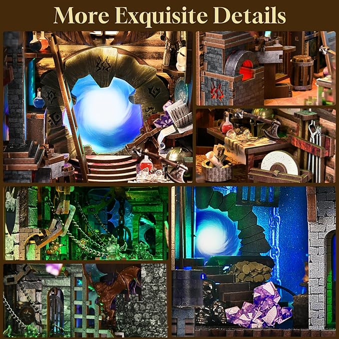 Book Nook Kit, DIY Miniature Dollhouse Booknook Kit with Led Light and Dust Cover (Blade and Magic)