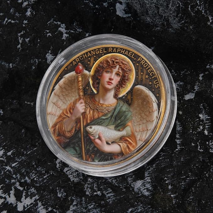 Archangel Raphael Prayer Coin - Patron Saint of Healing & Protection, Inspirational Religious Token, Pocket Blessing Gift for Faith & Wellness