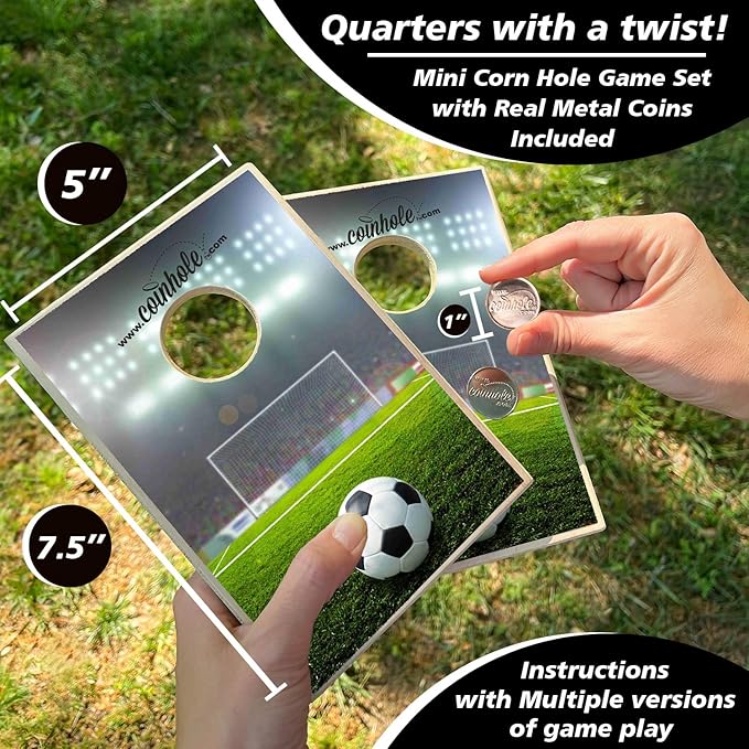 Coinhole Desktop Coin Bouncing Party Game Set | Tabletop Cornhole Board Game | Small Cornhole Travel Game Includes Coins