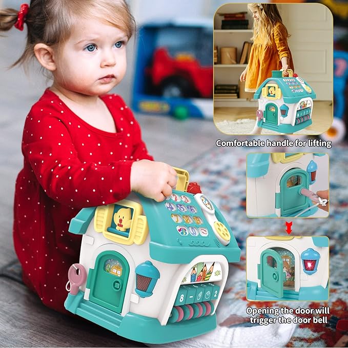 Toys for 1 Year Old Boys Gifts, 8 in 1 Functional Musical House Educational Baby Toys 12-18 Months Montessori Toy for One Year Old Boy Birthday Gifts