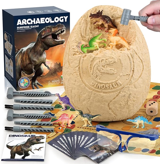 Jumbo Dino Egg Dig Kit, Dinosaur Toys for Kids 5-7, Dinosaur Eggs with 12 Dinosaurs inside, Dino Toy Outdoor Gift with Dinosaur Card, Dinosaur Egg Excavation for Kids Boys Girls Gift 6 and up year old