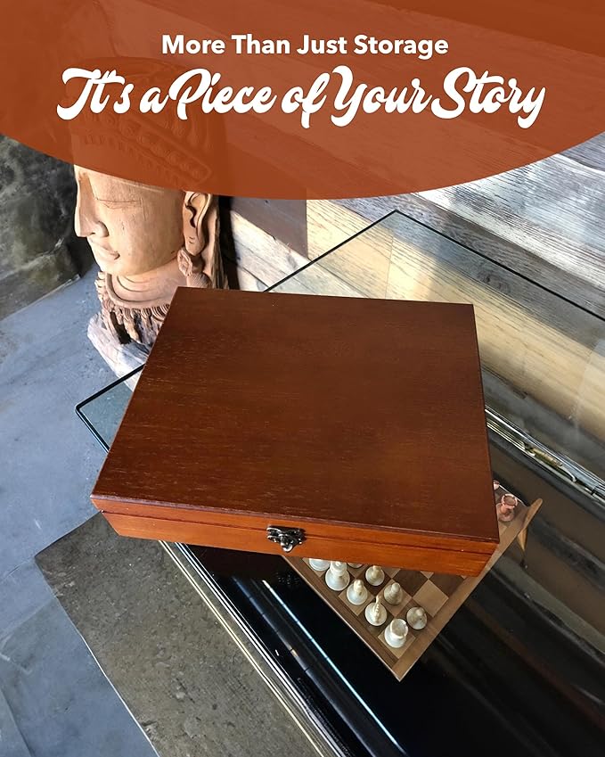 WE Games Old World Wooden Box with Brass Latch – Vintage-Style Wooden Keepsake Box for Jewelry & Trinket Storage, Light Cherrywood Finish