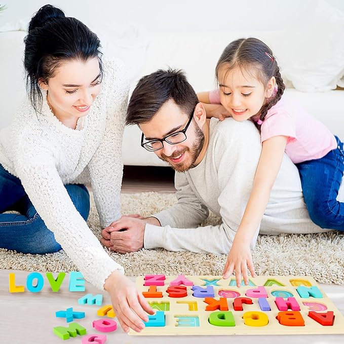 Wooden Puzzles for Toddlers, ABC Alphabet Puzzle, Learning Toys, Preschool Learning Activities, Preschool Educational Toddler Puzzle for Gift Set