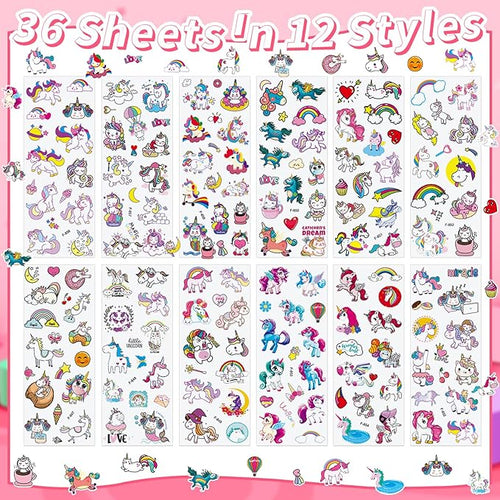 36 Sheets Unicorn Stickers for Kids - 900+ 3D Puffy Stickers Fantasy Theme | Magical, Rainbow, Stars | Reusable, Waterproof | Crafts, Journals, Party Favors