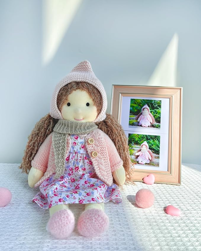 BlissfulPixie Waldorf Doll - Handmade Personalized Plush Collectors Doll for Kids Birthday Present with Beautiful Box - Luna 12"