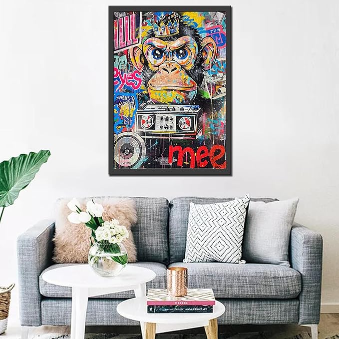 Tucocoo 1000 Piece Jigsaw Puzzles for Adults Graffiti Monkey Painting Jigsaw Puzzle Colorful Street Art Radio 1000 Pieces Puzzles for Challenging Family Activity Game Banksy Art DIY Puzzle Wall Decor