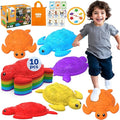 TOY Life 10 Pcs Turtle Balance Stepping Stone for Kids, Indoor Outside Toys for Kids Ages 4-8, Toddler Outdoor Toys, Stepping Stones Game, with Cards and Spinner