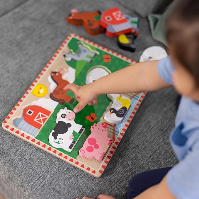 Melissa & Doug Farm Wooden Chunky Puzzle (8 pcs) - FSC Certified