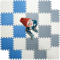 Foam Floor Mats for Kids, 12 x 12 Inch 16 Tiles 0.4" Thickness Foam Play Mat, Non-Toxic Square Interlocking Floor Mats Rubber Baby Play Mat for Toddlers(White/Gray/Gray Blue)