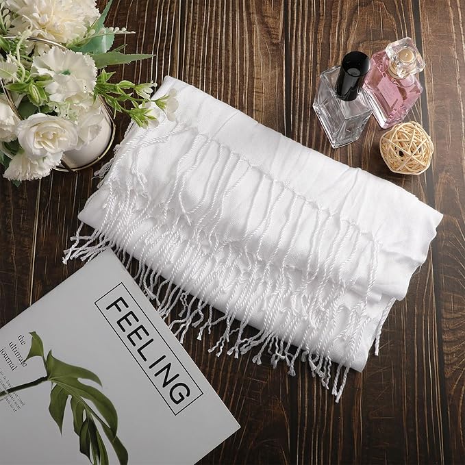 Suhine Blank White Bikini Cover up Wraps to Tie Dye, Full Cotton Summer Scarf Tie Dye Fabric