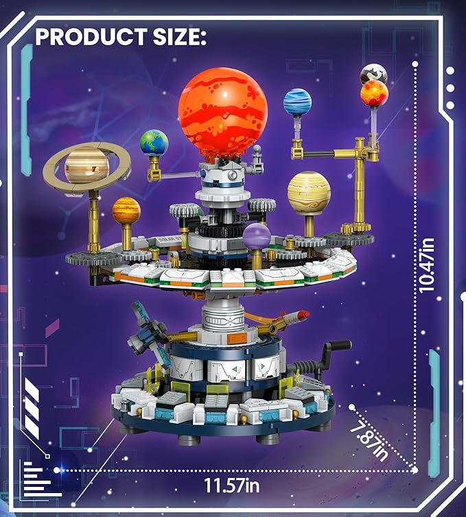 Rotatable Solar System Building Set, Space Exploration Building Blocks Set, STEM Toys for Home School Science Learning Birthday Gifts for Boys Girls Ages 12-14+ (963pcs)