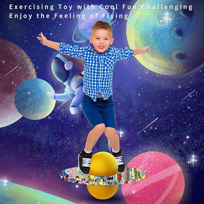 Pogo Ball for Kids & Adults Up to 200lb, Balance Coordination Trick Bounce Board Pop Ball Cool Fun Challenge Indoor Outdoor Toys Pogo Jumper Birthday Gifts for Boys Girls Halloween
