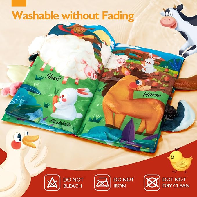 hahaland Baby Books 0-6 Months,Infant Tummy Time Toy Sensory Toys 6 to 12 Months Touch Feel Book Gifts for Boy Girl 0-3 Month Learning Toy Baby Christmas Birthday Gifts Stocking Stuffers (Single)