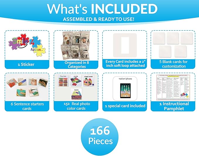 Smile4Autism Large 2"x2" Loose Visual Picture Cards, Receptive and Expressive Language, Speech Articulation Therapy, ASD, ADD, ADHD, Apraxia, & Stroke Patients