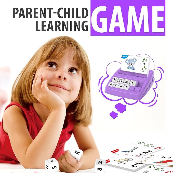 Matching Letter Games,Learning Educational Toys 2 in 1, Numerical Equality Games,Alphabet Spelling Reading Flash Cards,Early Education Gift Toys for 3,4,5,6,7 Year Olds (Purple)