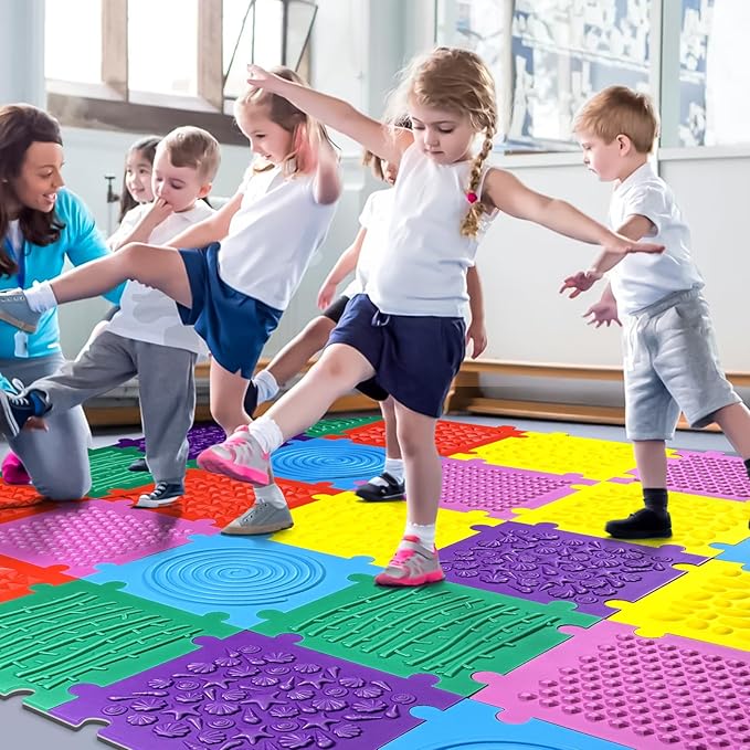 Foam Play Mat for Kids: 12 Pieces Square EVA Foam Interlocking Tile Floor Puzzle Mat, Infant and Toddler Play Mat, Soft Non-Toxic Sensory Floor Tiles for Baby Gym, Nursery, Playroom