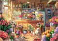 Flower Colorful Shop Puzzle 1000 Pieces for Adults, Spring Floral Plant Cabin Jigsaw Puzzle, Vintage Garden Cat Nature Puzzles
