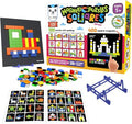 Magnetic Tangram Puzzles Toys for Kids | 400 Magnet Squares Shapes with 200 Patterns Booklet, Board & Display Stand | STEM Educational and Learning Games for Ages 4 5 6+ Years|Gifts for Girls & Boys