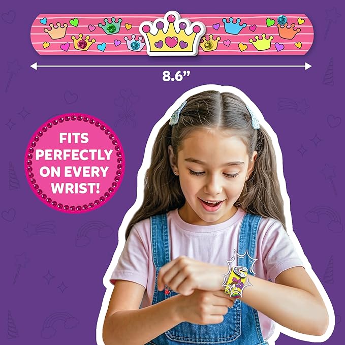Skillmatics Art & Craft Activity - Snap Bandz, Unicorns & Princesses, Stocking Stuffers, DIY Mess-Free Creative Kit, 8 Bands (8.6"), for Girls & Boys Ages 4, 5, 6, 7, 8, 9, 10