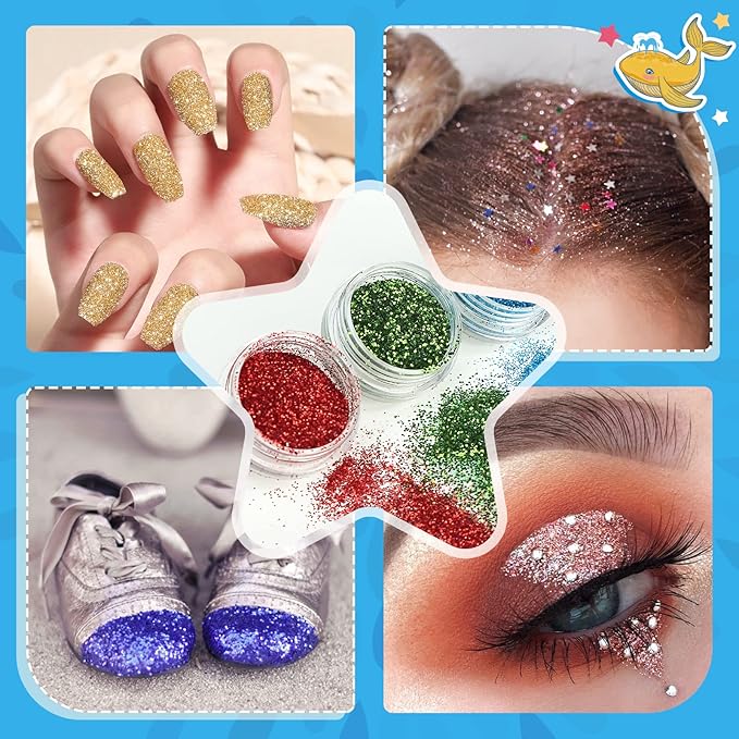 Temporary Glitter Tattoo Kids, Bledras 30 Colors Temporary Tattoo Set, 147 Stencils, 4 Brushes, 2 Glue, Glitter Tattoos for Kids or Adults, Gifts for Girls Boys, Carnival Birthday Festival Party