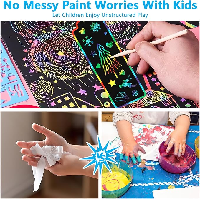 PEASUG Scratch Art, 40 Sets 5 Styles Scratch Art for Kids, Rainbow Scratch Paper Art Sets, Magic Black Scratch Off Paper Eid Bookmarks Gifts for Kids, DIY Art Craft Party Favors Easter Crafts
