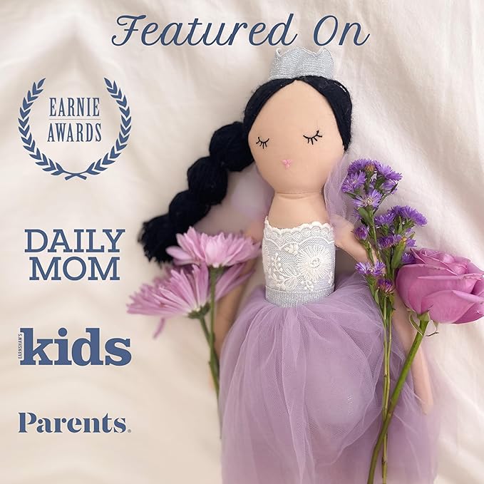 MON AMI Princess Violette Designer Doll – 22”, Soft & Elegant Stuffed Plush Princess Doll, Use as Toy or Room Decor