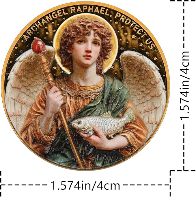 Archangel Raphael Prayer Coin - Patron Saint of Healing & Protection, Inspirational Religious Token, Pocket Blessing Gift for Faith & Wellness