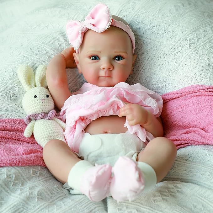 Realistic Reborn Baby Dolls - 20 Inch Cute Lifelike Real Life Baby Dolls Newborn Silicone Baby Dolls Girl with Soft Full Vinyl Body and Accessories can Swimming for 3+ Years Old Kids Gifts