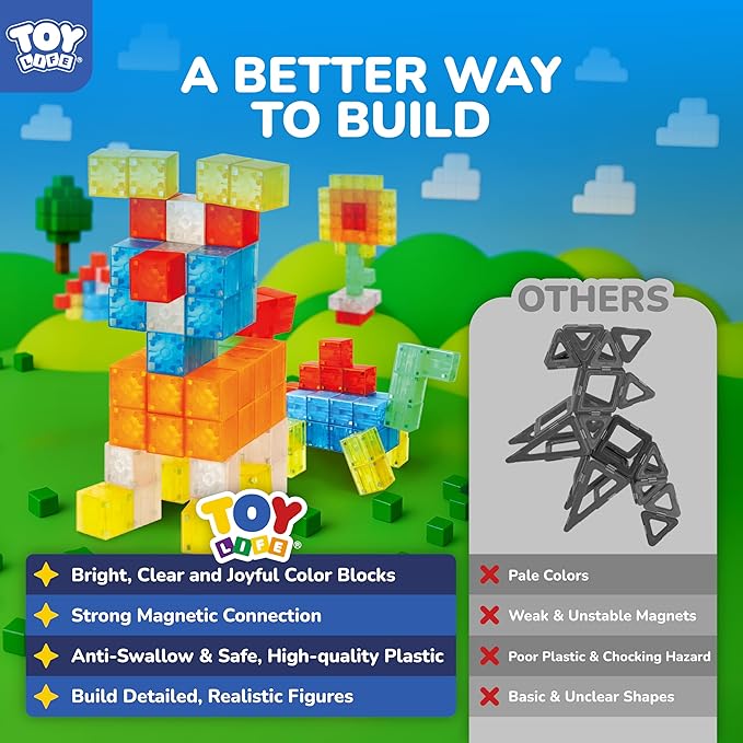 TOY Life 64PCS Magnetic Blocks for Kids Ages 4-8, Magnetic Building Blocks for Toddlers 3-5, Magnet Blocks, Magnet Toys for Toddlers, Kids Blocks