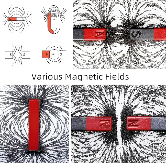 AOMAG Magnetic Iron Powder Filings Sand for Magnet Education, School Projects and Science Experiments Storage Jar (13 Ounces) with Shaker Lid