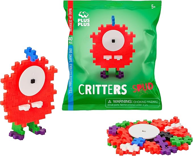 PLUS PLUS Critters, Pack of 4, Halloween 3D Puzzle Building Block Set, 160 Mini Interlocking Pieces, Fun Holiday Activities for Kids, Series 1