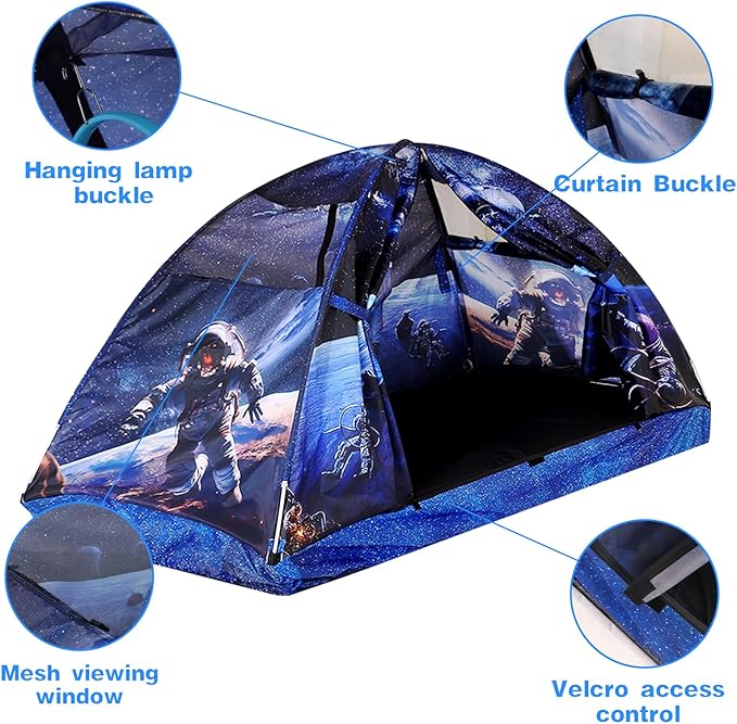 Kid Bed Tent -Twin Play Tent Baby Toddlers Dream Playhouse for Bedroom Decor Indoor Games Twin Size Bed Canopy by CRAWLBO(Galagy)