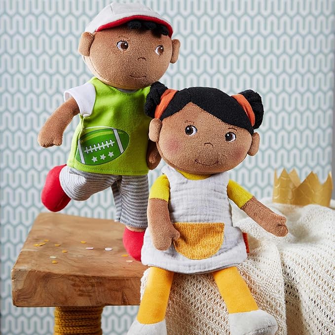 HABA Soft Doll Mason – 11.5" Plush Baby Boy Toy with Black Hair and Soft Toddler Companion for Ages 6 Months and Up, First Doll Gift for Kids, Machine Washable, Huggable & Durable