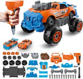3-in-1 Take Apart Car for Boys Ages 3 4 5 6 7, Building Toys with Electric Drill, 43 Pcs Construction Toy Truck, Build Your Own Car with Play Tools, Ideal STEM Gift for Kids Children (Orange)