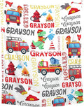 Personalized Baby Blanket for Girls Boys Kids Truck Dinosaur Custom Baby Blanket with Name Throw Birthday Gift for Toddlers Infants Shower Newborns Nursery Stroller Crib Bed Decor