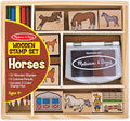 Melissa & Doug Wooden Stamp Activity Set: Horse Stable - 10 Stamps, 5 Colored Pencils, 2-Color Stamp Pad