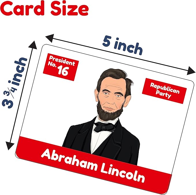 US Presidents for Kids Flash Cards –46 President Cards –Learn Presidents of The USA –Includes US Presidents Party & Vice President Facts -Gift - Ages 5,6,7,8,9,10
