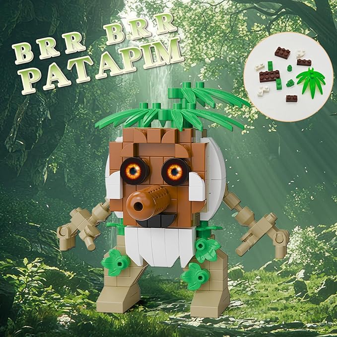 Italian Brainrot Action Figure Building Kit, Brainrot Toys, Creative STEM Construction Blocks, Collectible Desk Decor Gift for Adults & Teens 14+(BRR BRR PATAPIM)