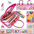 Montessori Busy Board for Toddlers Sensory Activity Board with Zipper, Buckle, Laces - Educational Travel Toy, Learning Fine Motor Skills, Montessori Toys