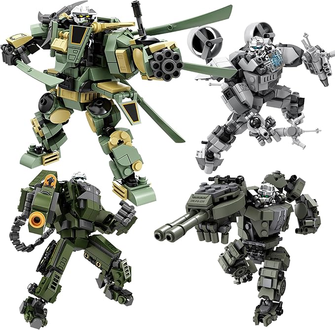 Transforming Mech Robot Building Blocks Set, 4 Kinds of Destroy Warrior City Mecha Action Figure with Weapons, Cool Creative Robots Toys Gift for Teens Boys 14+ (1448 PCS)